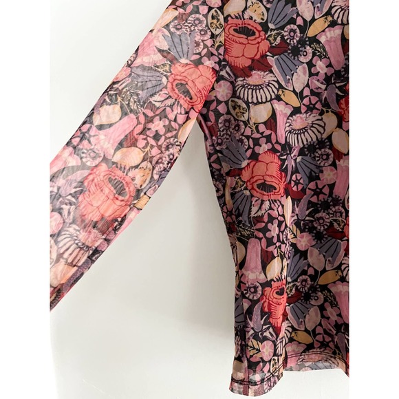 Anthropologie | Gauzy Turtleneck | Burgundy floral | Sz XS - Picture 4 of 9